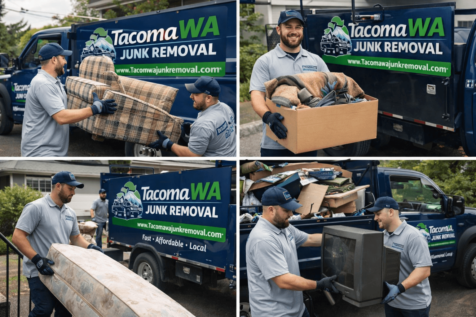 Tacoma WA Junk Removal team hauling furniture and junk